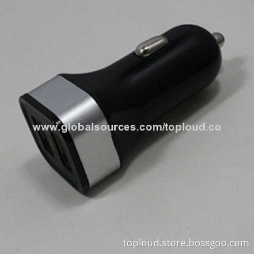 Car Chargers, Dual USB, 12-24V DC, 5V/2.1A, Suitable for Smartphone